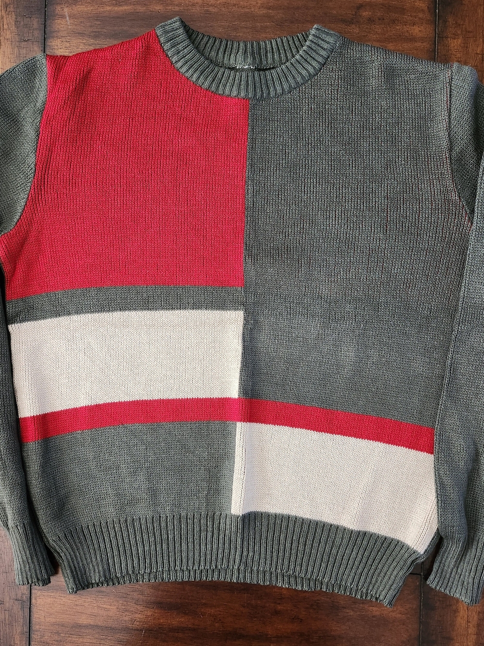 Vintage Late 80s/Early 90s Colorblock Crewneck Sweater Men's Med/Large